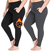 FULLSOFT 2 Pack Women's Plus Size Fleece Lined Leggings-Thermal High Waist Stretchy 1X-4X Yoga Pants for Winter Workout