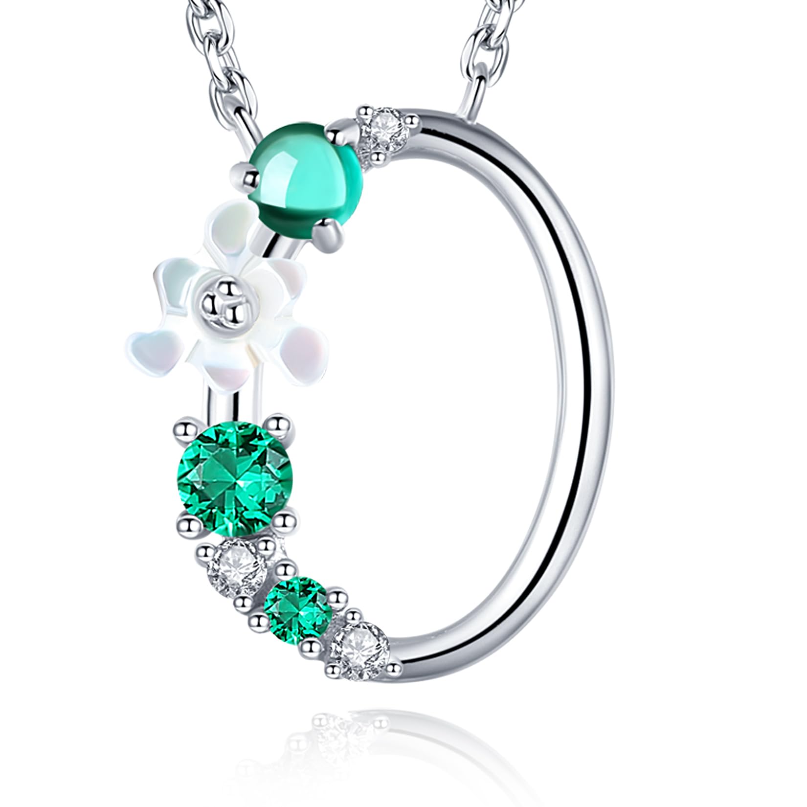 VIKI LYNN Letter O Initial Necklace 925 Sterling Silver Cubic Zirconia Personalised Alphabet Charm Pendant Necklace for Girls