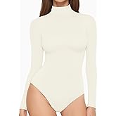 MANGOPOP Women's Long Sleeve Thermal Fleece Bodysuit Mock Turtle Neck Body Suit Slim Warm Base Layer Tops Fall Outfits 2025