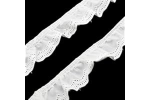 Yalulu 5 Yards Cotton Ruffle Trim, Ruffled Eyelet Lace Fabric Trim Edge or Sewing Bridal, Baby Clothes, Blankets, Pillows DIY