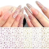 5 Sheets Bronzing Flower Nail Art Stickers
