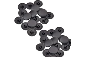 LASENERSM 100 Pieces Plastic Round Cam Lock Fastener Cap Cabinet Furniture Connecting Cam Fitting Cap Cam Dowel Cap Cam Lock Nuts Cap Cam Lock Screw Cap Decorative Cross Head Caps, Outer Diameter 16.5mm, Black