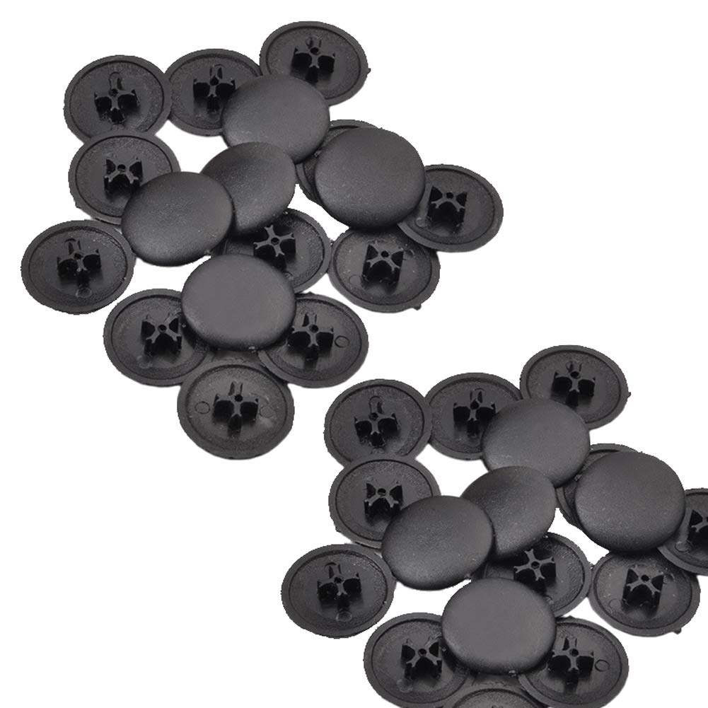 Photo 1 of 100 Pieces Plastic Round Cam Lock Fastener Cap Cabinet Furniture Connecting Cam Fitting Cap Cam Dowel Cap Cam Lock Nuts Cap Cam Lock Screw Cap Decorative Cross Head Caps, Outer Diameter 16.5mm, Black