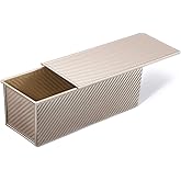 Monfish Pullman Loaf Pan w Cover large Toast Mold rectangle loaf pan w lid 2.2lb dough alluminumed steel champange gold non stick baking bread pan