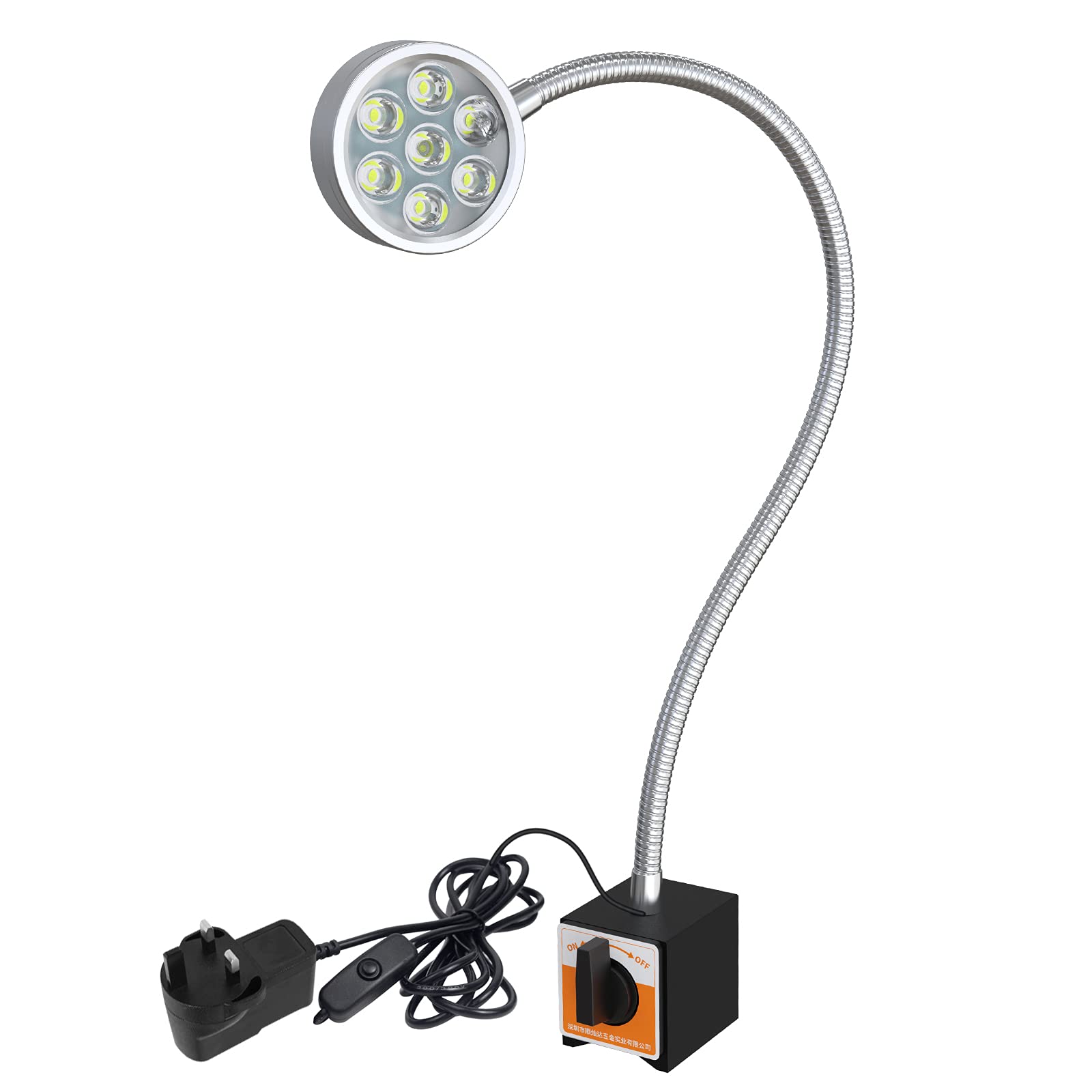 Magnetic Work Light 700 Lumen 120v Led Spot Lamp with 20 inch Flexible Gooseneck Adjustable Base for Lathe CNC Milling Drilling Machine Woodworking Workbench Industrial Lighting