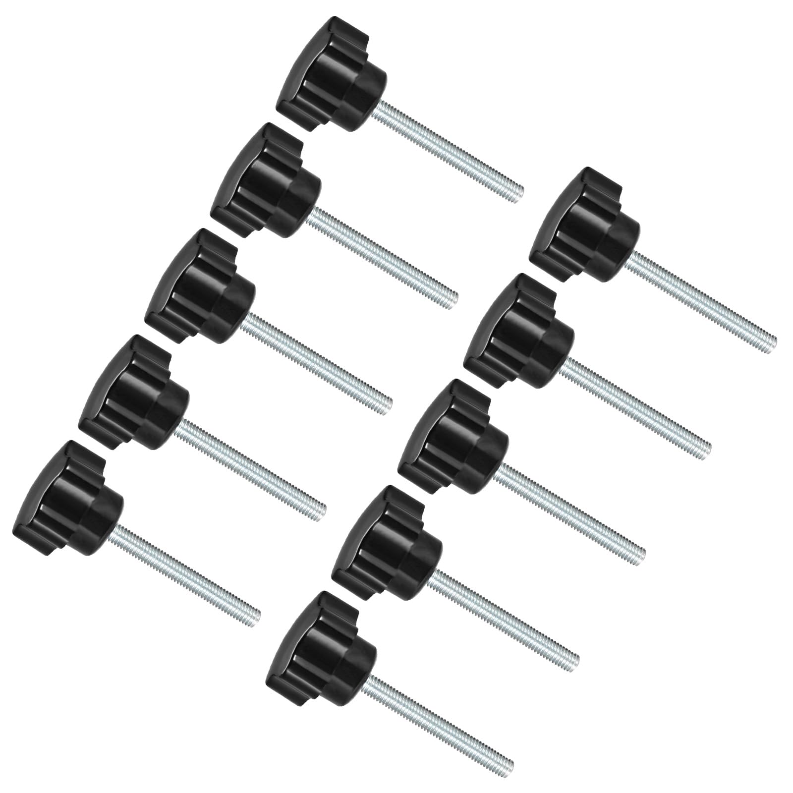 CoCud Star Clamping Knobs, M5 x 45mm Male Thread 24mm Head, Plastic Thumb Screw Grip Hand Knobs Threaded Bolt Black - (Applications: for Lathe Machinery), 10-Pieces