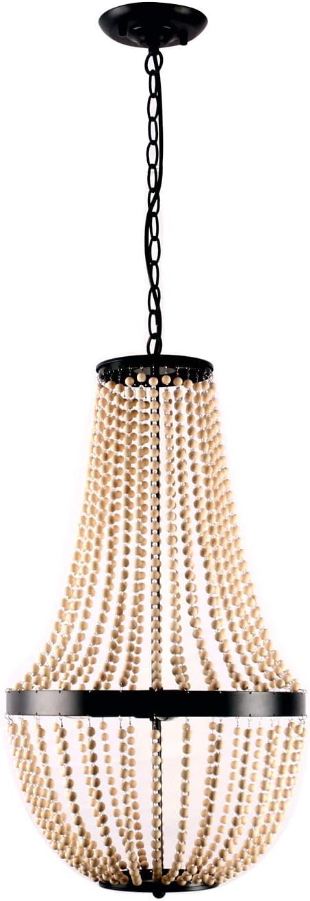 Postmodern Led Chandelier Wroughtwooden Beaded Chandeliers Living Room Bedroom Dining Room Princess Lighting [Energy Class A+++]