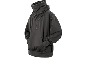 Eocicvvi Fleece Hoodies for Men Cowl Neck Sweatshirts Casual Pullover Fall Winter Loose Fit Tops with Embroidery