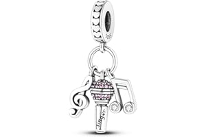 NUJIFFY 925 Sterling Silver Charms Beads for Bracelets Necklaces, Airplane Passport Sister Heart Coffee Music Book Travel Pendant, Pink Color Cute Animal Jewelry Graduation Birth Gifts for Women Men