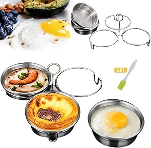 Stainless Steel Steamed Egg Mold Omelet Mold Round Egg Mold Pancake Molds Poached Egg Rings Kitchen Cooking Tool