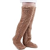 LAPLUIE Over Knee High Fuzzy Socks Plush Slipper Stockings Furry Long Leg Warmers Winter Air-Conditioned Home Sleeping Socks