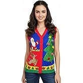 v28 Ugly Christmas Sweater for Women Reindeer Funny Merry Knit Sweaters Vest