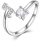 STARCHENIE Adjustable Initial Ring for Women 925 Sterling Silver Letters A-Z 26 Alphabet Rings Size 7