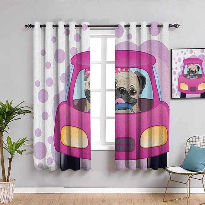 Songdayone Verdunkelte Wärmedämmung Vorhang Hund mit Champagnerflasche