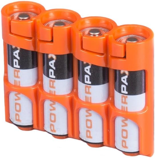 Storacell Powerpax AA Battery Caddy, Orange, 4-Pack