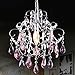 Poproo Teardrop Octagon Crystal Glass Beads Pendant for Chandelier Lamp Curtain Decor, 6-pack (Pink)