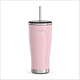 THERMOS ICON SERIES, Stainless Steel Cold Tumbler with Lid and Straw - 24 Ounce, Sunset Pink - Vacuum Insulated Tumbler