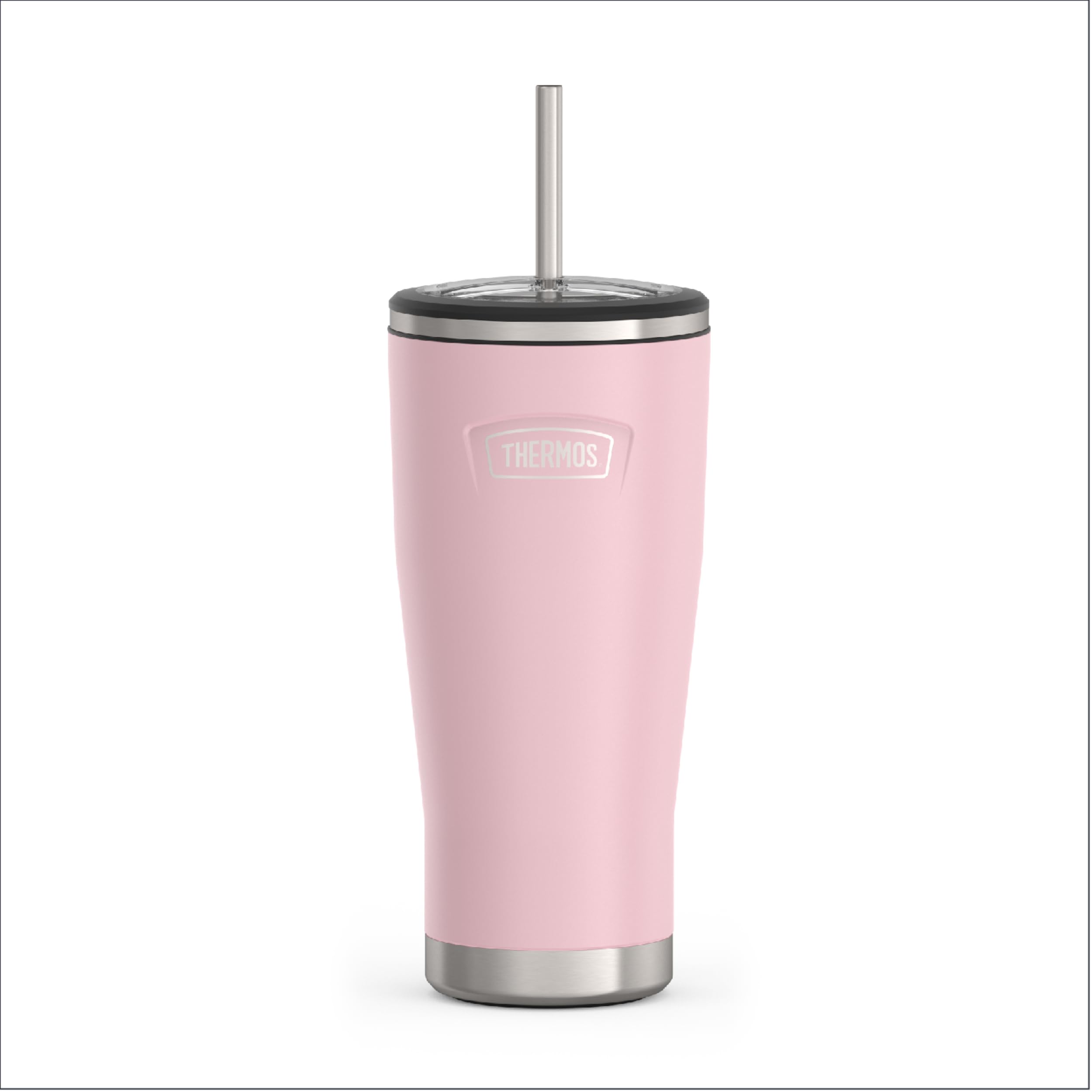 Photo 1 of THERMOS ICON SERIES, Stainless Steel Cold Tumbler with Lid and Straw - 24 Ounce, Sunset Pink - Vacuum Insulated Tumbler