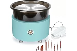 MZOKUU Pottery Wheel for Adults 11 Inch 450W Electric Ceramic Forming Machine Foot Pedal Control Adjustable 50-300RPM Speed ABS Detachable Basin Sculpting Tools Kit Arts Craft DIY Gift (Blue)