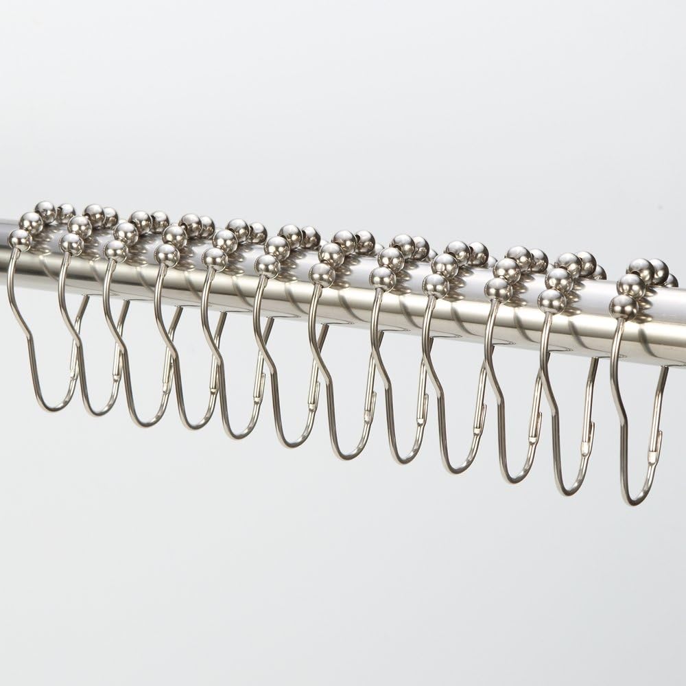 Amazer Shower Curtain Hooks Rings, Stainless Steel Shower Curtain Rings and Hooks for Bathroom Shower Rods Curtains-Set of 12, Polished Nickel: Home & Kitchen