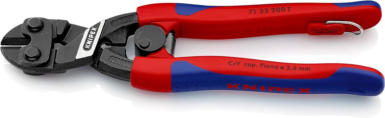 KNIPEX Cobolt Compact Bolt Cutter with Slim Multi-Component Grips, with Integrated Tether Attachment Point for a Tool, 71 32 200 T