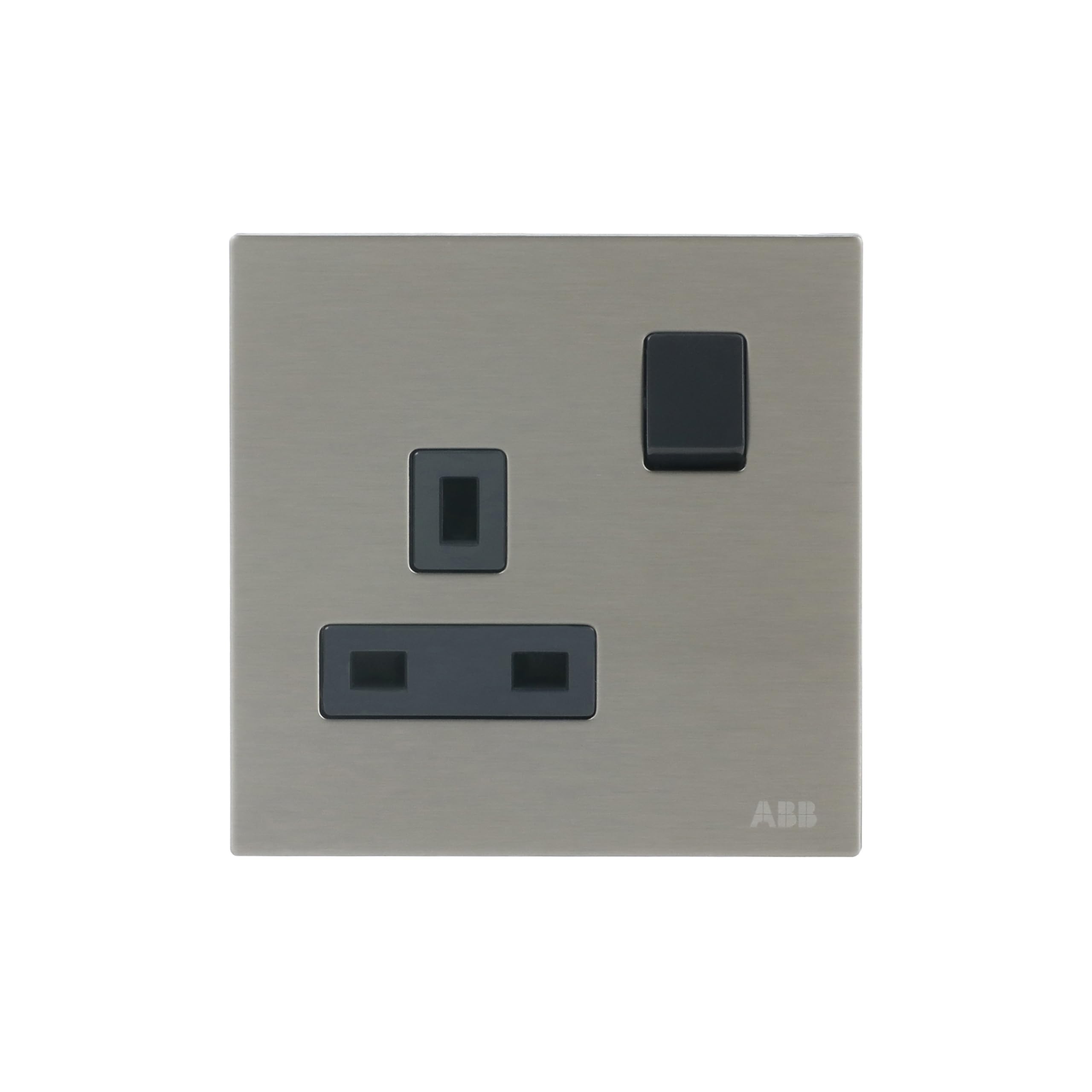 ABB Millenium Single Plug Socket - Stainless Steel Premium Finish 13A Electric Wall Socket - Elite Design for Home & Business - AM23386-ST BS SP