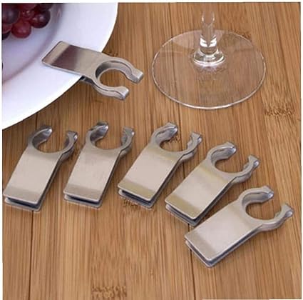 Aisoway Stainless Steel Plate Clip Wine Or Champagne Glass Holder Hands Free Wine Glass Holder Wine Accessories And Gifts Amazon De Kuche Haushalt