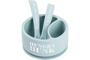 Bella Tunno Silicone Suction Bowl & Spoons for Toddlers & Babies, Food Grade BPA Free Silicone, Non Slip Base, Microwave & Dishwasher Safe, Ideal Baby-Led Weaning Bowl, Miss Mess/Love First Bite