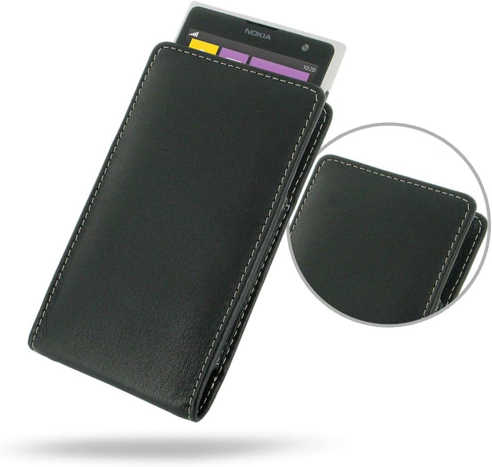 PDAir Vertical Pouch for Nokia Lumia 1020 Hand Made Leather Case Cover - Black