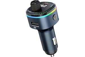 SYENGKKY Bluetooth 5.3 FM Transmitter for Car, Bluetooth Car Adapter with Type-C PD(30W) Charger Port and QC3.0 USB Port, Fm Transmitter Bluetooth, Support MP3 Player, Handsfree Calling, LED Backlit, U Disk