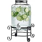 Style Setter Beverage Dispenser Cold Drink Dispenser w/ 3-Gallon Capacity Glass Jug, Metal Stand & Leak-Proof Acrylic Spigot Great for Parties, Weddings & More