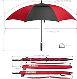 ACEIken Golf Umbrella Windproof 62 Inch Double Canopy Automatic Open Red/Black view 5