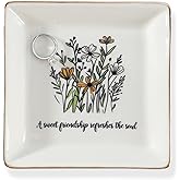 VINCOMIC Friendship Christmas Gifts for Women Friends, Ring Trinket Dish, Jewelry Tray-A Sweet Friendship Refreshes the Soul, Ceramic White