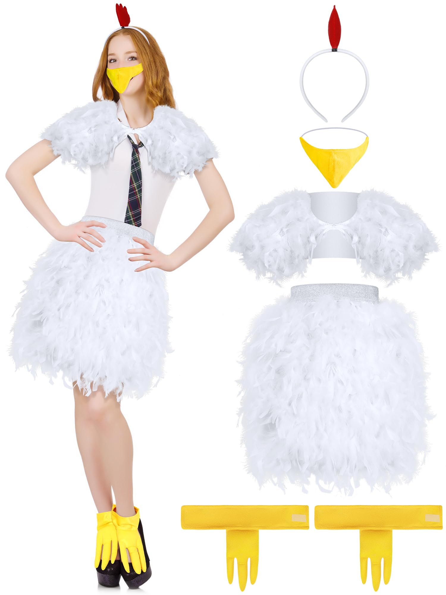 Photo 1 of *Missing Parts*
Xtinmee 5 Pcs Women Halloween Chicken Costume Accessories Rooster Cosplay Outfit Chicken Feather Skirt Shawl (X-Large)