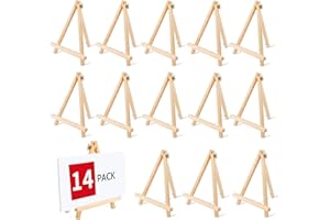 TCELURD 14 Pack 9 Inch Wood Easel, Painting Party Easel, Kids Student Tabletop Easels for Painting, Portable Canvas Photo Picture Sign Holder Tripod Painting Easels for Art & Crafts