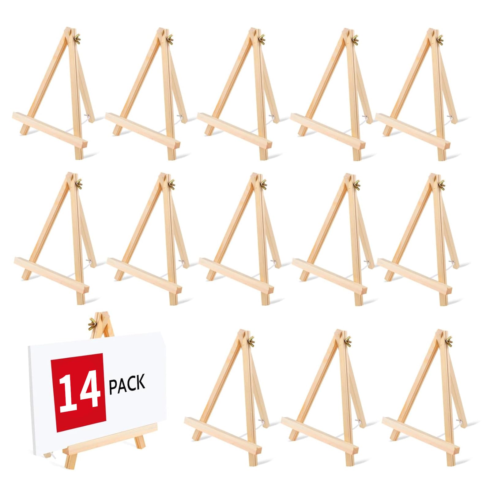Photo 1 of 14 Pack 9 Inch Wood Easel, Painting Party Easel, Kids Student Tabletop Easels for Painting, Portable Canvas Photo Picture Sign Holder Tripod Painting Easels for Art & Crafts