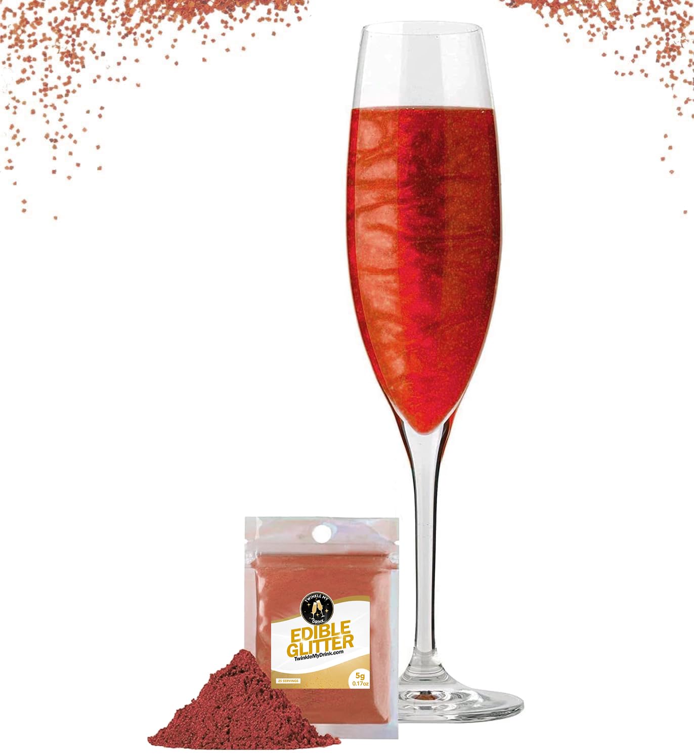 Twinkle my Drink® Burgundy Edible Glitter for Drinks & Cake Shimmer Glitter | Halloween Decoration Party | Edible Glitter for Cocktails (Burgundy Red)