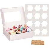 Yeplan 5 Packs Cupcake Boxes 12 Count,White Cupcake Carriers with Window,13.4x9.8x4 Inches Cookie Boxes,Cupcake Containers,Bakery Boxes