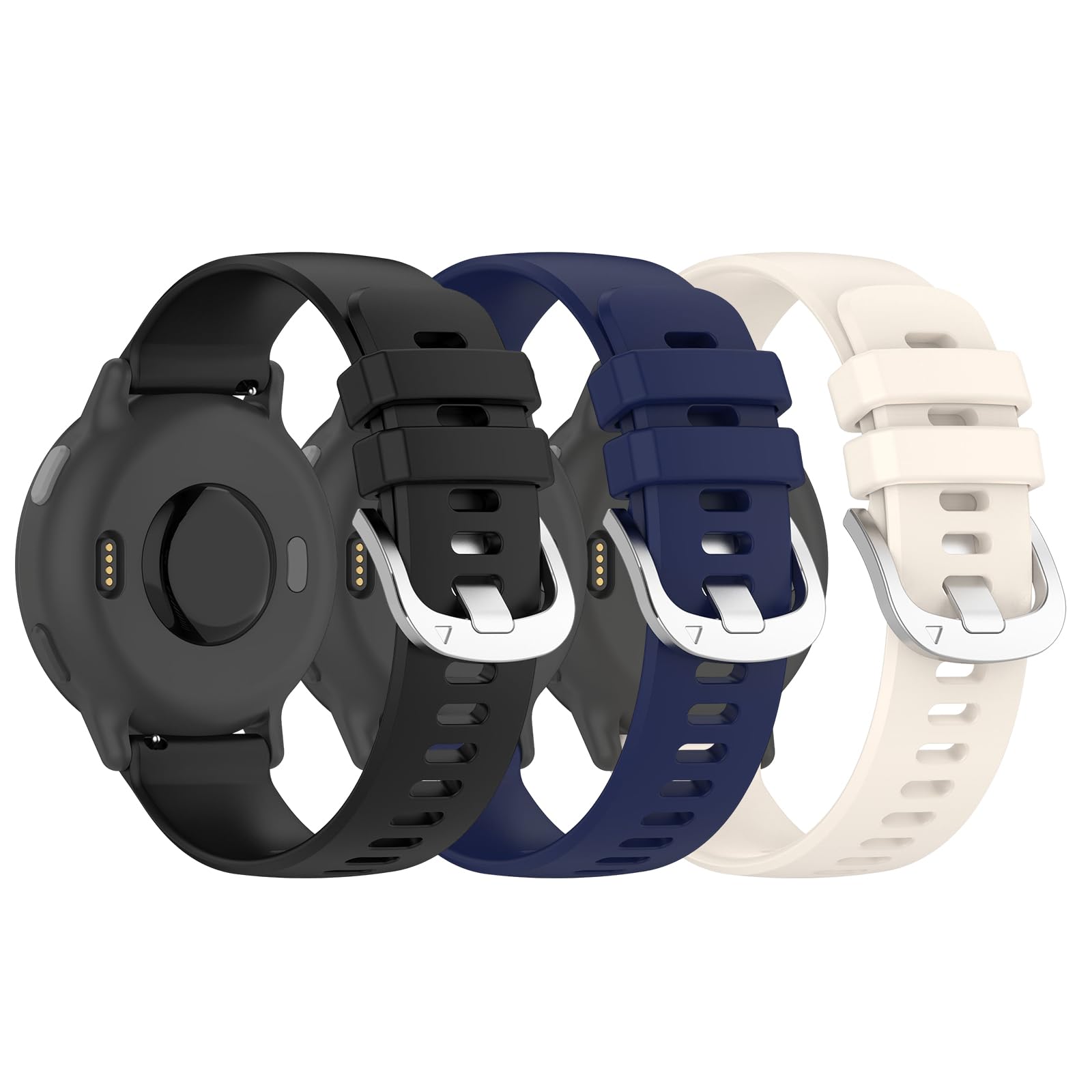 KZIOACSH Watch Strap for Garmin Approach S50/S44/Vivoactive 5/3 Music/Venu 2 Plus/Sq Music, 3 Pack 20MM Quick Release Adjustable Waterproof Replacement Wrist Band, Black+White+Blue