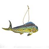 Treasure Gurus Hanging 5" Mahi Fish Tropical Xmas Gift Topper Coastal Christmas Tree Ornament Nautical Holiday Decor