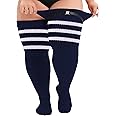 Zando Plus Size Thigh High Socks Extra Long Leg Warmers Over Knee Thick Socks Chunky Knit Thigh High Stockings for Women