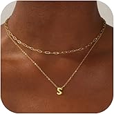 Layered Initial Necklaces for Women 14K Gold Plated Bubble A-Z Pendent Dainty Cute Choker Name Necklaces Stackable Small Initial Jewelry Gifts for Women Trendy