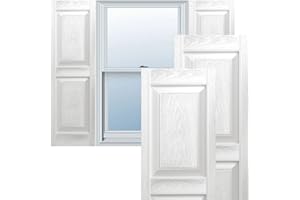 Builders Edge 12 in. W x 59 in. H Builders Edge, Standard Two Equal Panels, Raised Panel Shutters, Includes Matching Installation Spikes (Per Pair), 001 - White