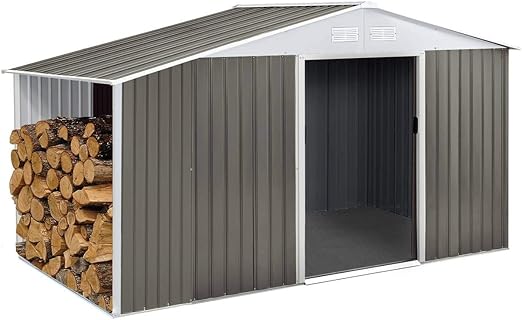 Habitat Et Jardin Geratehaus Aus Metall Dallas 5 29 M Mit Holzunterstand Amazon De Garten