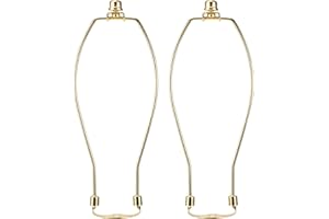 10 Inch Brass Lamp Harp Holder Kit Replacements with Finials and Detachable Saddle Bases, Light Duty, Saangseon Pack 2 DIY Lighting Accessories Horn Frame Lamp Shade Brackets