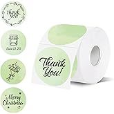 Starboling Thermal Labels - 2 Inch Green Watercolor Round Printer Stickers, Self-Adhesive Direct Thermal Labels for DIY Logo Design, Name Tags