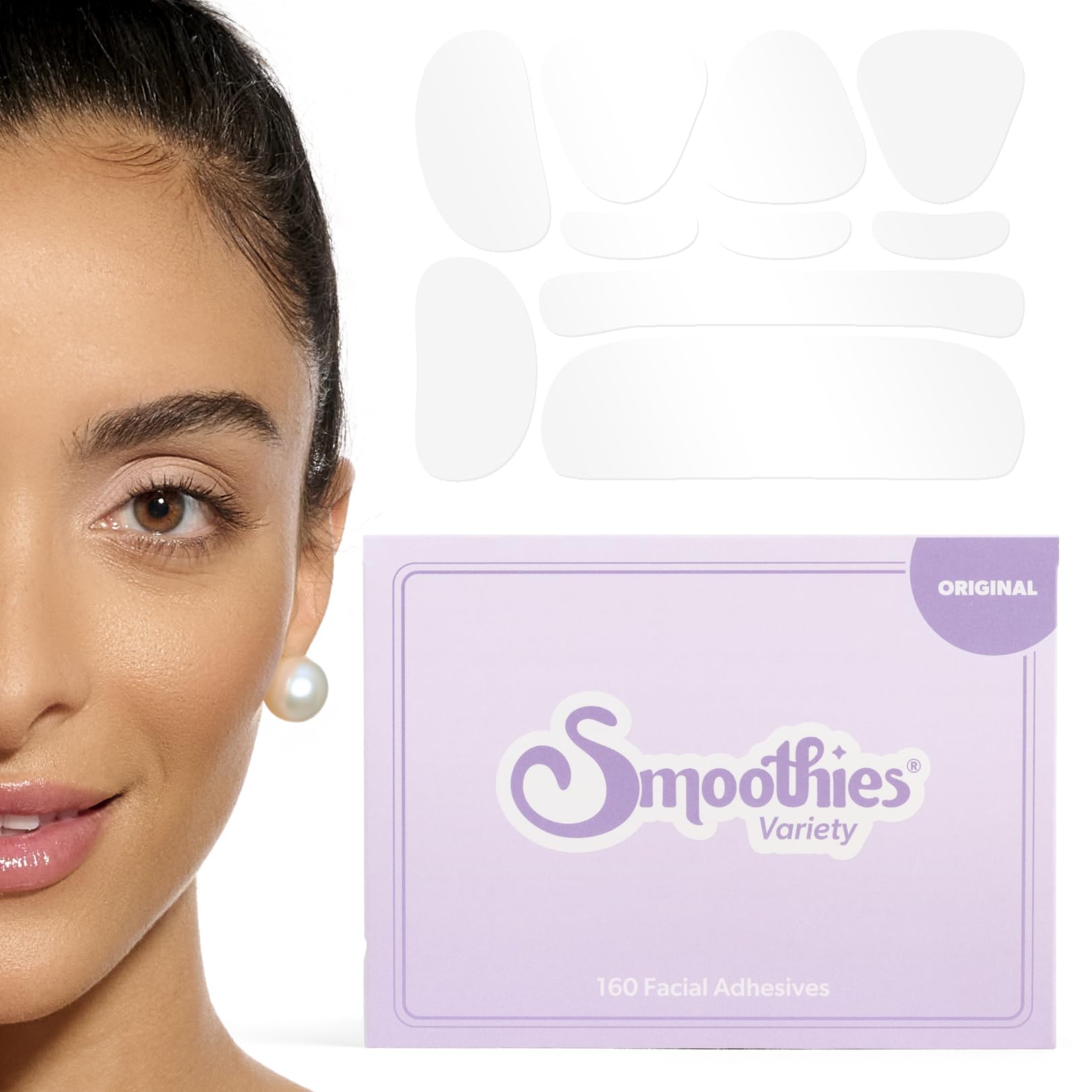 Smoothies Variety Wrinkle Patches for Face Overnight – Facial Patches Forehead, Elevens, Crows Feet, and Lip Lines, 160 Count per Box – Made in the USA