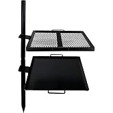 GameMaker Open Fire Cooking Grill | Adjustable Height | Heavy Duty Construction | Easy Setup | For Firepits Outdoor Fire Rings &amp; Camping