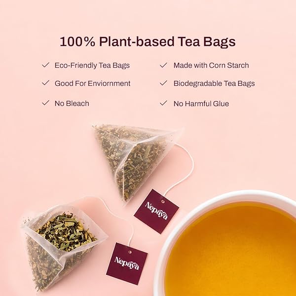 NEPAYA HERBAL TEA BAGS, 50 BIODEGRADABLE PYRAMID TEABAGS, CAFFEINE-FREE TULSI & TURMERIC HERBAL TEA WITH CINNAMON & BLACK PEPPER FLAVORS, FLORAL RELAXATION BLEND, PREMIUM HERBAL TEA BAGS, HOT OR ICED