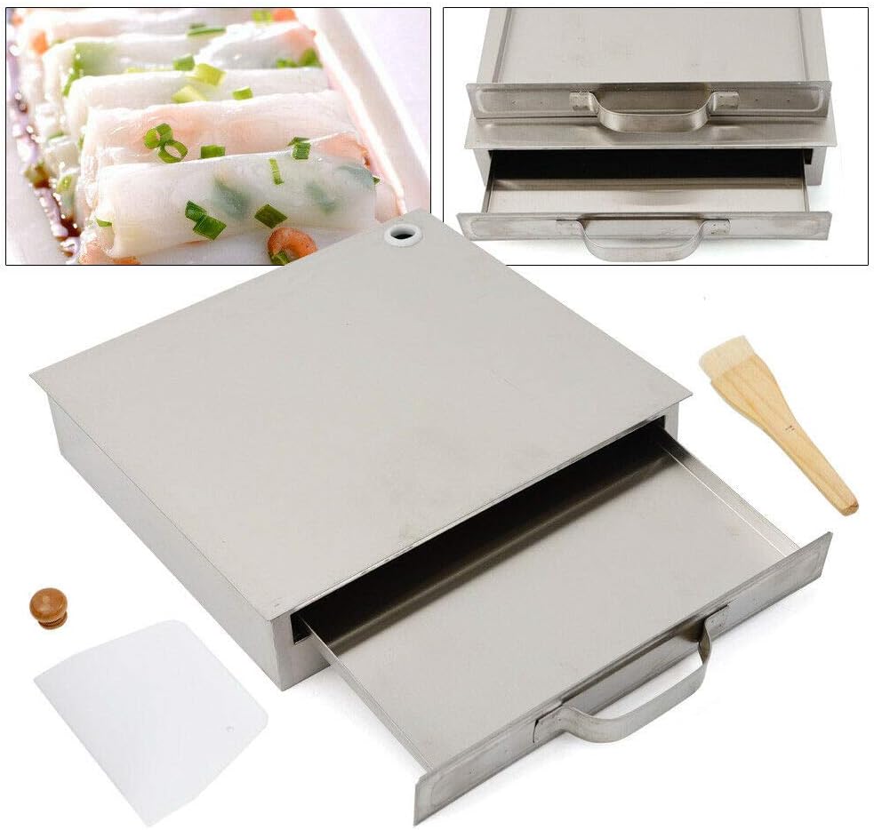 WINUS Cantonese Rice Noodle Rolls Machine, Stainless Steel 1 Layer/ 2 Layer Rice Noodle Roll Steamer, Rice roll Making Machine for Kitchen Cooking Food Household Chinese Cuisine Recipes Cookware (1 Layer) (1 Layer)
